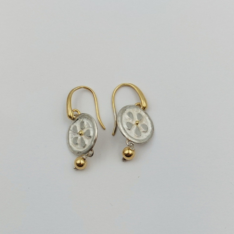 Orecchini in argento 925°/°° con oro 18 kt